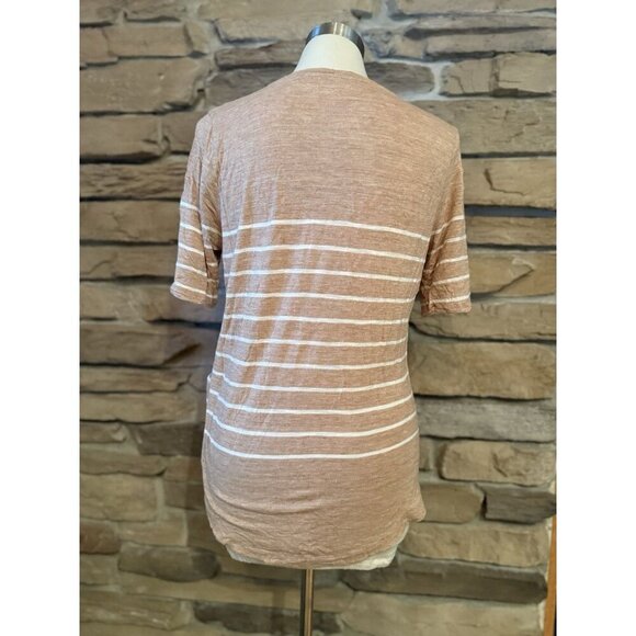 Madewell Anthem Curved-Hem Tee in Stripe Size Large Heathered Chai Brown - Picture 4 of 9